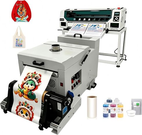 A1 (60cm) DTF Printer with Shaking Dryer, Dual XP600 Head Built-in Automatic Cleaning,4 Times Faster Than L1800 1390, for Clothes Wait Print (5 * 1000ml Dtf Ink 1kg Powder 1 Roll Film) in Saudi Arabia