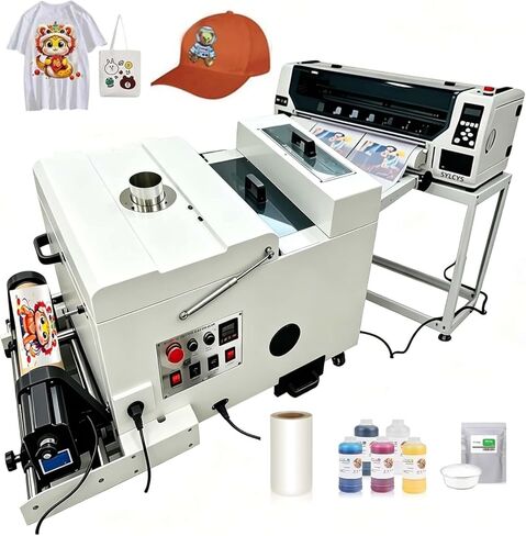 A1 (60cm) DTF Printer with Shaking Dryer, Dual XP600 Head Built-in Automatic Cleaning,4 Times Faster Than L1800 1390, for Clothes Wait Print (5 * 1000ml Dtf Ink 1kg Powder 1 Roll Film) in Saudi Arabia