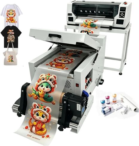 A1 (60cm) DTF Printer with Shaking Dryer, Dual XP600 Head Built-in Automatic Cleaning,4 Times Faster Than L1800 1390, for Clothes Wait Print (5 * 1000ml Dtf Ink 1kg Powder 1 Roll Film) in Saudi Arabia