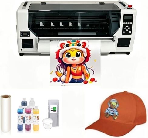 A1 (60cm) DTF Printer with Shaking Dryer, Dual XP600 Head Built-in Automatic Cleaning,4 Times Faster Than L1800 1390, for Clothes Wait Print (5 * 1000ml Dtf Ink 1kg Powder 1 Roll Film) in Saudi Arabia