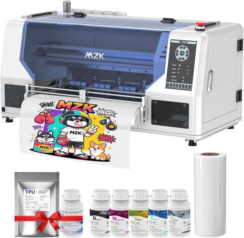 MZK A3 Plus XP600 Dual Head DTF Printer,Automatic Time Cleaning Maintain+Ink Anti-Clog Design,3X Speed Compared to L1800,7" LED Multi-Function Display+Film Cutter,Gift Ink 2 Years in Saudi Arabia