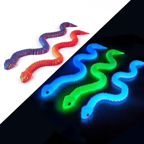 5PCS 12-Inch 3D Printed Snake Fidget Toys, Articulated Snakes, Glow in The Dark, Desk Decor, Shelf Display, Stress Relief, Family Play, Easter Basket Stuffers, Party Favor, Gifts for Kids & Adults in Saudi Arabia
