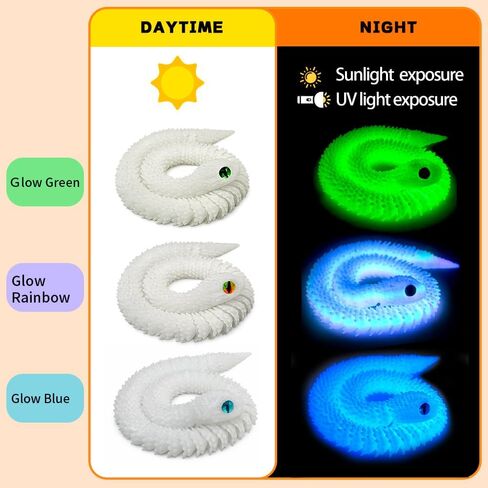 5PCS 12-Inch 3D Printed Snake Fidget Toys, Articulated Snakes, Glow in The Dark, Desk Decor, Shelf Display, Stress Relief, Family Play, Easter Basket Stuffers, Party Favor, Gifts for Kids & Adults in Saudi Arabia