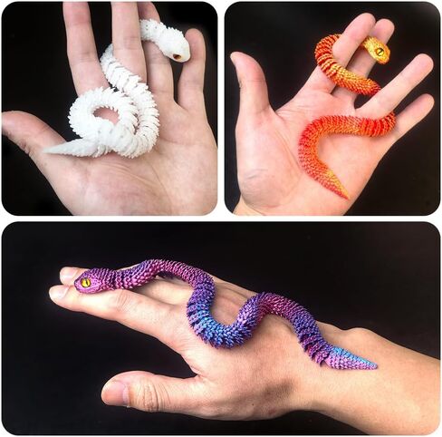 5PCS 12-Inch 3D Printed Snake Fidget Toys, Articulated Snakes, Glow in The Dark, Desk Decor, Shelf Display, Stress Relief, Family Play, Easter Basket Stuffers, Party Favor, Gifts for Kids & Adults in Saudi Arabia