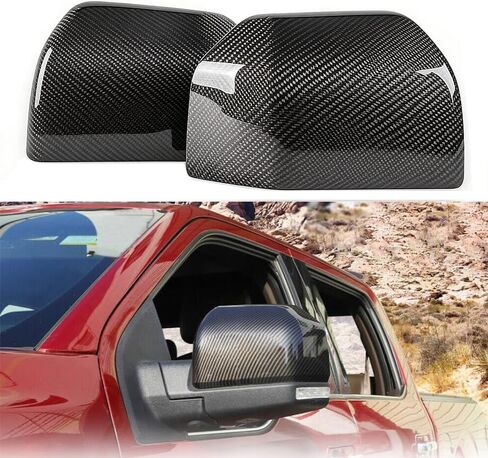 Real Carbon Fiber Rearview Mirror Cover for Ford F150 2015-2020 Side Mirror Cover Trim Replacement Ford F150 Accessories Full Mirror Cap Textured Black in Kuwait