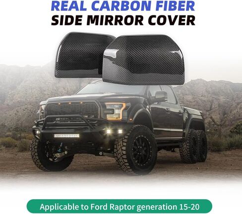 Real Carbon Fiber Rearview Mirror Cover for Ford F150 2015-2020 Side Mirror Cover Trim Replacement Ford F150 Accessories Full Mirror Cap Textured Black in Kuwait