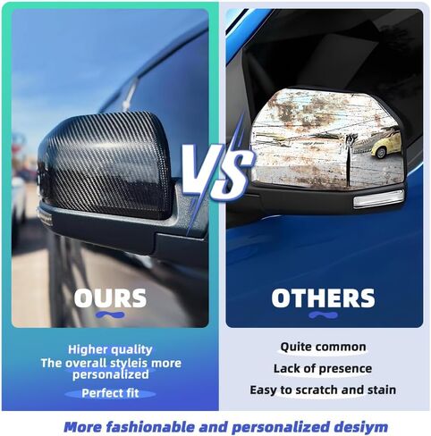 Real Carbon Fiber Rearview Mirror Cover for Ford F150 2015-2020 Side Mirror Cover Trim Replacement Ford F150 Accessories Full Mirror Cap Textured Black in Kuwait