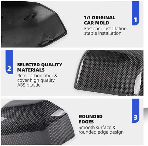 Real Carbon Fiber Rearview Mirror Cover for Ford F150 2015-2020 Side Mirror Cover Trim Replacement Ford F150 Accessories Full Mirror Cap Textured Black in Kuwait