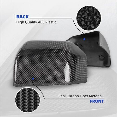 Real Carbon Fiber Rearview Mirror Cover for Ford F150 2015-2020 Side Mirror Cover Trim Replacement Ford F150 Accessories Full Mirror Cap Textured Black in Kuwait