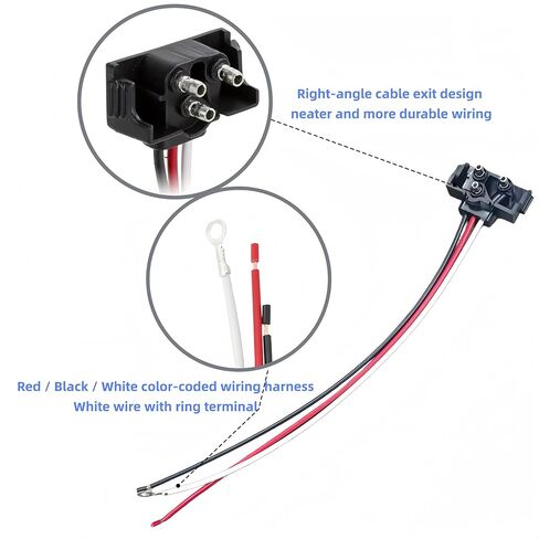6PCS 18AWG 300mm/11.8in 3 Wires Trailer Light Connector Truck Trailer Molded 3 Prong Pin Pigtail Harness Plug Right Angle for Stop Turn Tail Brake Backup Light Gytovvvz in Saudi Arabia