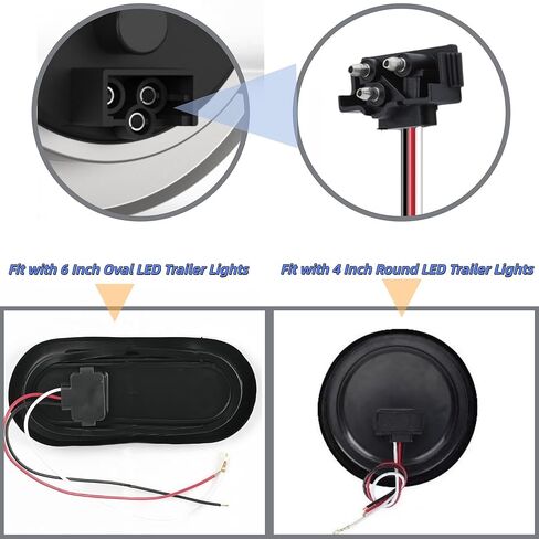6PCS 18AWG 300mm/11.8in 3 Wires Trailer Light Connector Truck Trailer Molded 3 Prong Pin Pigtail Harness Plug Right Angle for Stop Turn Tail Brake Backup Light Gytovvvz in Saudi Arabia