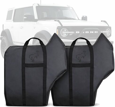 Holda Rear Door Storage Bags Compatible with 2021-2026 Bronco 4-Door (Set of 2) - Officially Licensed Logo, Foam Core Base, Heavy-Duty Vinyl, Felt Liner in Saudi Arabia