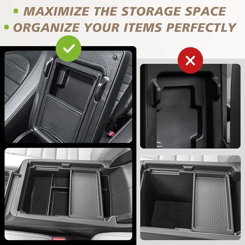Muslogy Center Console Organizer Compatible with 2023 2024 2025 2026 Honda CRV & CRV Hybrid Tray & Armrest Hidden Storage Compartment 2PCS Set(Console Tray+Hidden Organizer) in Kuwait