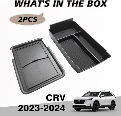 Muslogy Center Console Organizer Compatible with 2023 2024 2025 2026 Honda CRV & CRV Hybrid Tray & Armrest Hidden Storage Compartment 2PCS Set(Console Tray+Hidden Organizer) in Kuwait