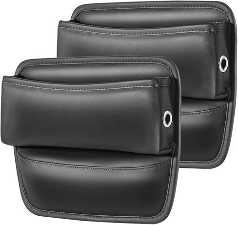 Car Seat Gap Filler Organizer, Premium PU Leather Console Catcher Side Storage Box with Cable Management Holes, Universal Fit Gap Stuffer for Phones & Wallets, Black 2 Pack in Kuwait