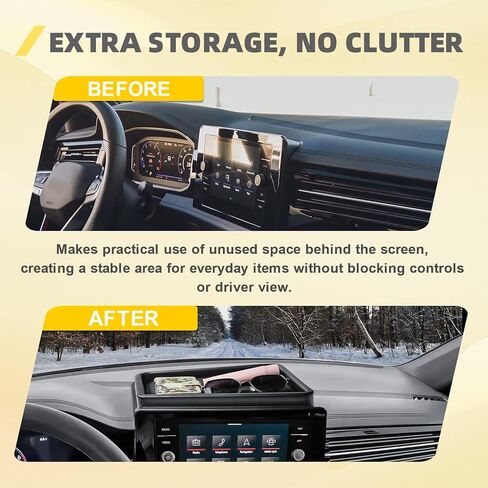 Dashboard Organizer Storage Tray Compatible with 2025 2026 Volkswagen Jetta Accessories - Behind 8-inch Screen Organizer for 2025-2026 Jetta S/SE/SEL/Sport/GLI Dash Shelf ABS in Saudi Arabia