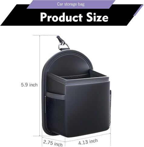 Car Air Vent Storage Bag, Napa Leather Vent Organizer Pouch, Large Capacity Car Air Conditioner Storage Organizer, Universal Organizing Bag for ID Cards Glasses Phones Keys (Black) in Saudi Arabia