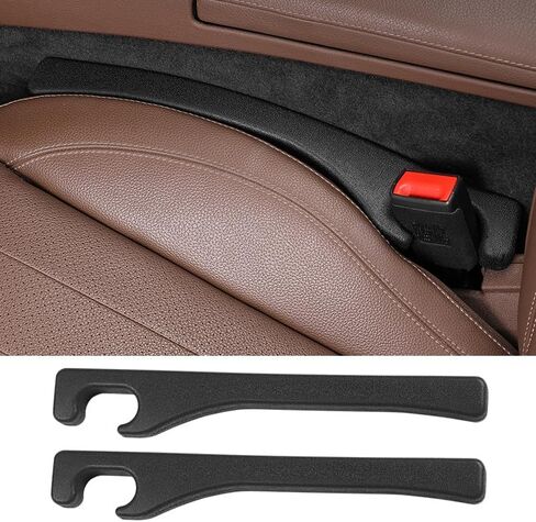 2-Pack Car Seat Gap Filler, Universal PU Leather Seat Gap Organizer, Fill Gaps Between Console and Seat, No More Items Falling, Crevice Catcher Plug for Car SUV Truck (Black) in Kuwait
