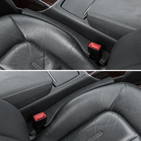 2-Pack Car Seat Gap Filler, Universal PU Leather Seat Gap Organizer, Fill Gaps Between Console and Seat, No More Items Falling, Crevice Catcher Plug for Car SUV Truck (Black) in Kuwait