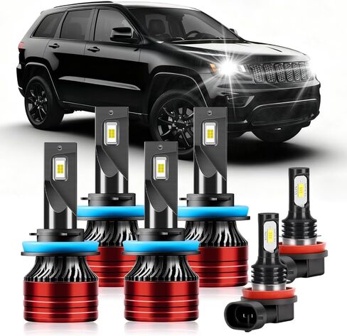 Light Bulbs Compatible for 2017-2021 Jeep Grand Cherokee H9 H11 High Beam H11 Low Beam H11 Fog Lights Combo Pack 800% Brightness with Cooling Fan Plug N Play Pack of 6 in Saudi Arabia