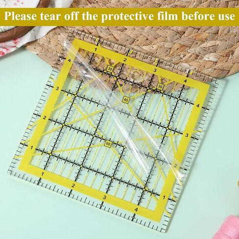 7 Pieces Quilting Rulers Templates, 2.5",3.5", 5",6", 8.5", 10.5",12" Square Sewing Ruler Fabric Cutting Rulers Acrylic Quilters Ruler with Non-Slip Pads for Quilting and Sewing in Kuwait