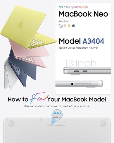 Fintie Case for MacBook Neo 13 Inch A3404 (2026 Release) - Ultra-Thin Hard Shell Cover, Anti-Crack Bumper, Scratch-Resistant Protective Case, Anti-Fingerprints PC Hard Shell Laptop Cover (Clear) in Kuwait