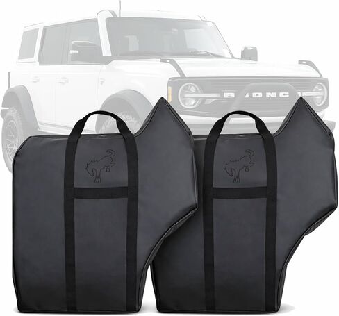أكياس تخزين للأبواب الخلفية من Holda متوافقة مع 2021-2026 Bronco 4-Door (مجموعة من 2) - شعار مرخص رسميًا، قاعدة أساسية من الإسفنج، فينيل عالي التحمل، بطانة من اللباد in Kuwait