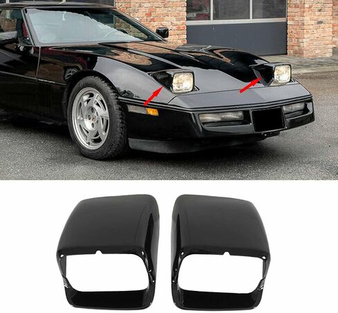 إطار أمامي زوج لسيارة Chevy Corvette C4 1985-1996 قطع غيار بلاستيك ABS (أسود غير لامع) in Kuwait