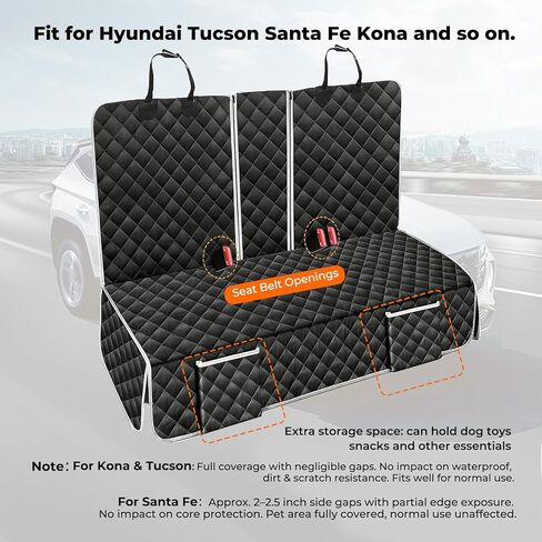 Dog Car Back Seat Cover for Hyundai Tucson Santa Fe Kona 2020-2026 Accessories, Waterproof Pet Seat Cover Bench Seat Cover, Non-Slip Back Seat Protector in Kuwait