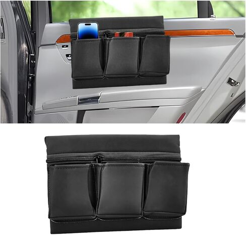 Car Window Armrest Storage Box, Multi-Function Comfortable Vehicle Door Window Arm Rest Pad Organizer, Multiple Pockets Automotive Interior Door Elbow Rest Pad Cushion, Universal Fit (Black) in Kuwait