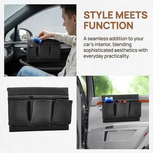 Car Window Armrest Storage Box, Multi-Function Comfortable Vehicle Door Window Arm Rest Pad Organizer, Multiple Pockets Automotive Interior Door Elbow Rest Pad Cushion, Universal Fit (Black) in Kuwait