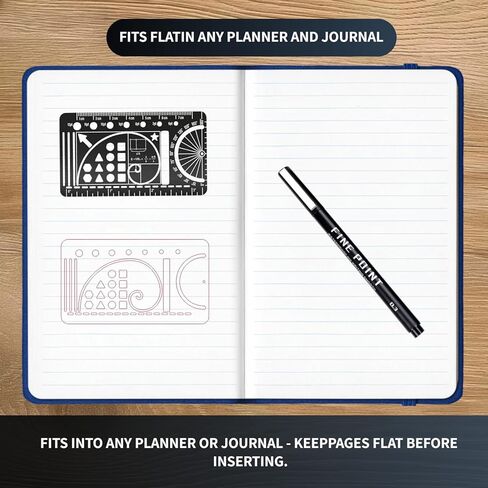 Proket Journal Stencil Set - Stainless Steel Metal Stencil Bookmark with 3 Fineliner Pens Set,Ruler Conversion, Protractor & Golden Ratio-Stencils for Journaling,Bible Study,Sketching & Notes in Kuwait