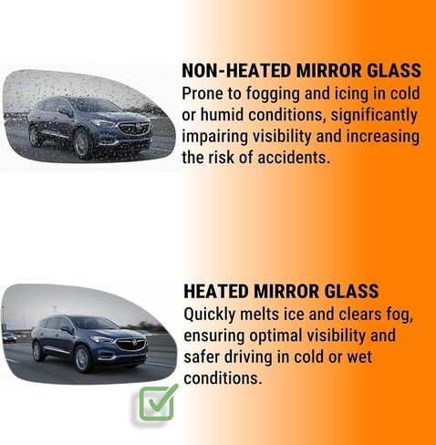Burco 5290H Convex Passenger Side View Heated Mirror, OEM# 15952800, Fits Buick Enclave 2008-2017, Drop Fit Replacement for Heated Mirrors, Smooth Edges for Safety in Kuwait