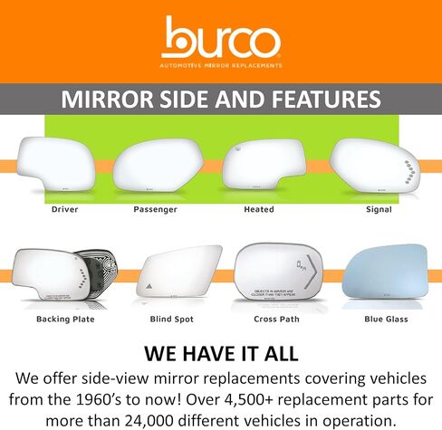 Burco 5290H Convex Passenger Side View Heated Mirror, OEM# 15952800, Fits Buick Enclave 2008-2017, Drop Fit Replacement for Heated Mirrors, Smooth Edges for Safety in Kuwait