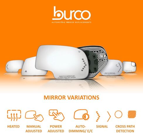 Burco 5290H Convex Passenger Side View Heated Mirror, OEM# 15952800, Fits Buick Enclave 2008-2017, Drop Fit Replacement for Heated Mirrors, Smooth Edges for Safety in Kuwait