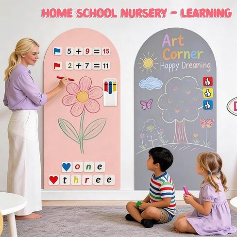Magnetic Arch Wall Decal for Kids 18x40 Inch,Upgraded Thickened Magnetic Chalkboard for Most Wall,Suitable for Home Decoration Wallpaper and Children's Game Room (Grey, 18" W x 40" H) in Saudi Arabia