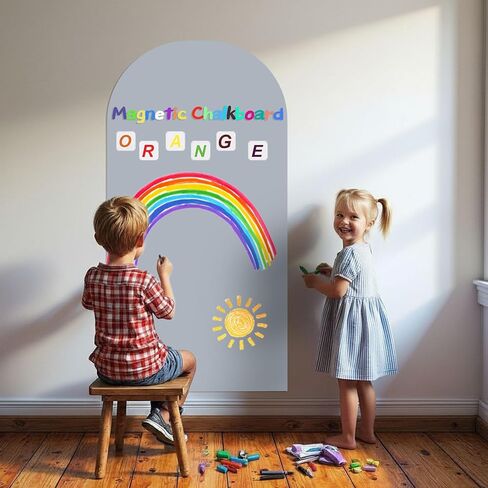 Magnetic Arch Wall Decal for Kids 18x40 Inch,Upgraded Thickened Magnetic Chalkboard for Most Wall,Suitable for Home Decoration Wallpaper and Children's Game Room (Grey, 18" W x 40" H) in Saudi Arabia