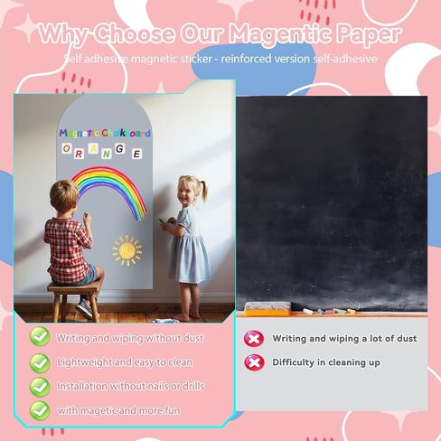 Magnetic Arch Wall Decal for Kids 18x40 Inch,Upgraded Thickened Magnetic Chalkboard for Most Wall,Suitable for Home Decoration Wallpaper and Children's Game Room (Grey, 18" W x 40" H) in Saudi Arabia