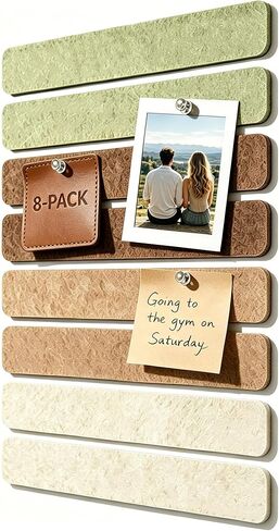 Felt Strip Bulletin Board,8-Pack Cork Board Alternative Bar Strips Boards–13" x 2" Felt Wall Tiles with 48 Push Pins&48 Adhesive Tapes,Removable Adhesive Install Felt Pin Board for Wall,Home Office in Saudi Arabia