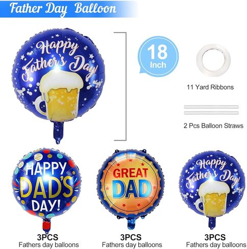 Happy Fathers Day Balloons, 18" Father's Day Foil Balloons, Father's Day Best Dad Ever Party Decoration Supplies in Saudi Arabia