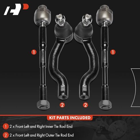 A-Premium Set of 4, Front Inner Outer Tie Rod End Kit, Compatible with Nissan TITAN 2017-2023 in Kuwait