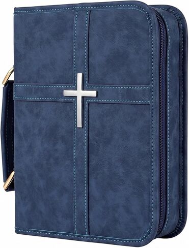 Bible Cover Case PU Leather Bible Bag with Handle and Phone Pocket Large Protective Scripture Carrier with Cross Design for Men Women Church Study Gifts in Saudi Arabia