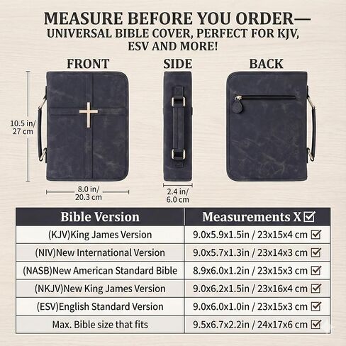 Bible Cover Case PU Leather Bible Bag with Handle and Phone Pocket Large Protective Scripture Carrier with Cross Design for Men Women Church Study Gifts in Saudi Arabia
