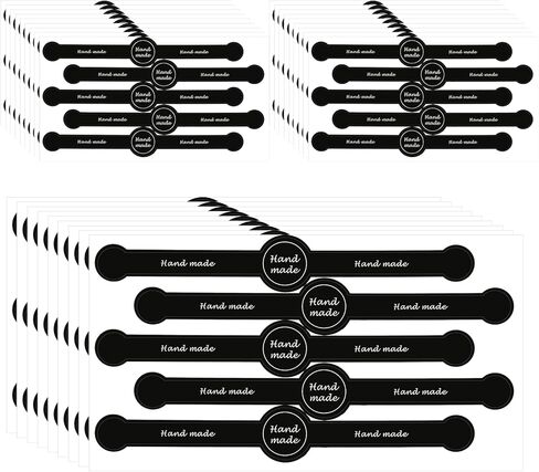 250 Pcs 50 Sheets Handmade Food Baking Seal Sticker Black Long Strip 7.1"x1" Seals Stickers for Bakery Tamper Evident Labels for Food Packaging Cake Boxes Jar in Kuwait
