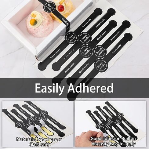 250 Pcs 50 Sheets Handmade Food Baking Seal Sticker Black Long Strip 7.1"x1" Seals Stickers for Bakery Tamper Evident Labels for Food Packaging Cake Boxes Jar in Kuwait
