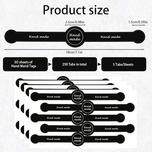 250 Pcs 50 Sheets Handmade Food Baking Seal Sticker Black Long Strip 7.1"x1" Seals Stickers for Bakery Tamper Evident Labels for Food Packaging Cake Boxes Jar in Kuwait