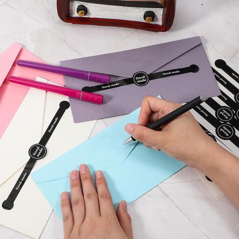 250 Pcs 50 Sheets Handmade Food Baking Seal Sticker Black Long Strip 7.1"x1" Seals Stickers for Bakery Tamper Evident Labels for Food Packaging Cake Boxes Jar in Kuwait