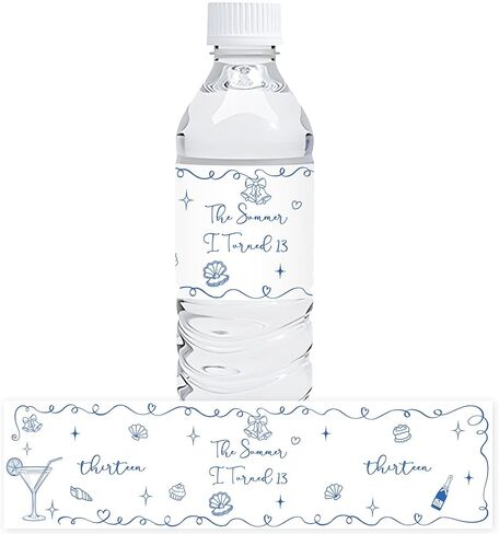 This Summer I Turned 13 Water Bottle Labels, Tropical Teen Boy Birthday Waterproof Labels for Water Bottle, Summer Beach 13th Birthday Party Favor - 32pcs in Saudi Arabia