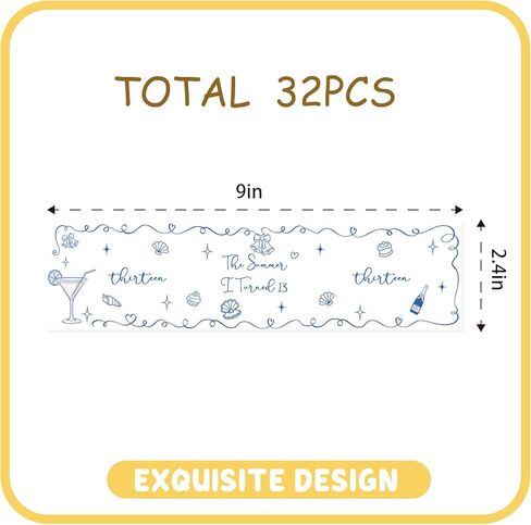 This Summer I Turned 13 Water Bottle Labels, Tropical Teen Boy Birthday Waterproof Labels for Water Bottle, Summer Beach 13th Birthday Party Favor - 32pcs in Saudi Arabia