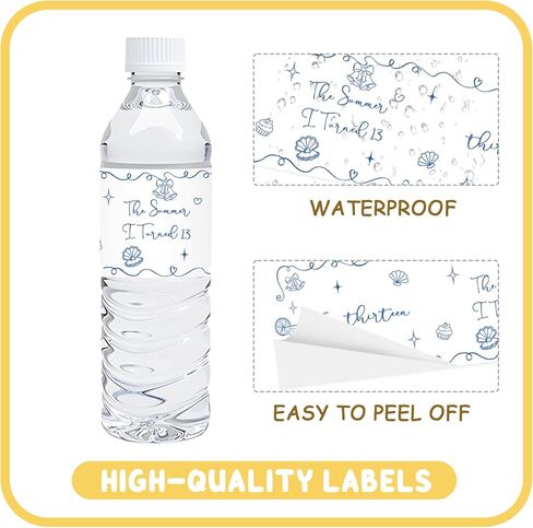 This Summer I Turned 13 Water Bottle Labels, Tropical Teen Boy Birthday Waterproof Labels for Water Bottle, Summer Beach 13th Birthday Party Favor - 32pcs in Saudi Arabia